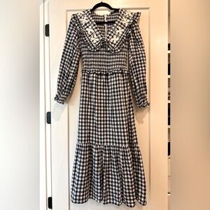 Sea NY navy and white plaid midi dress.